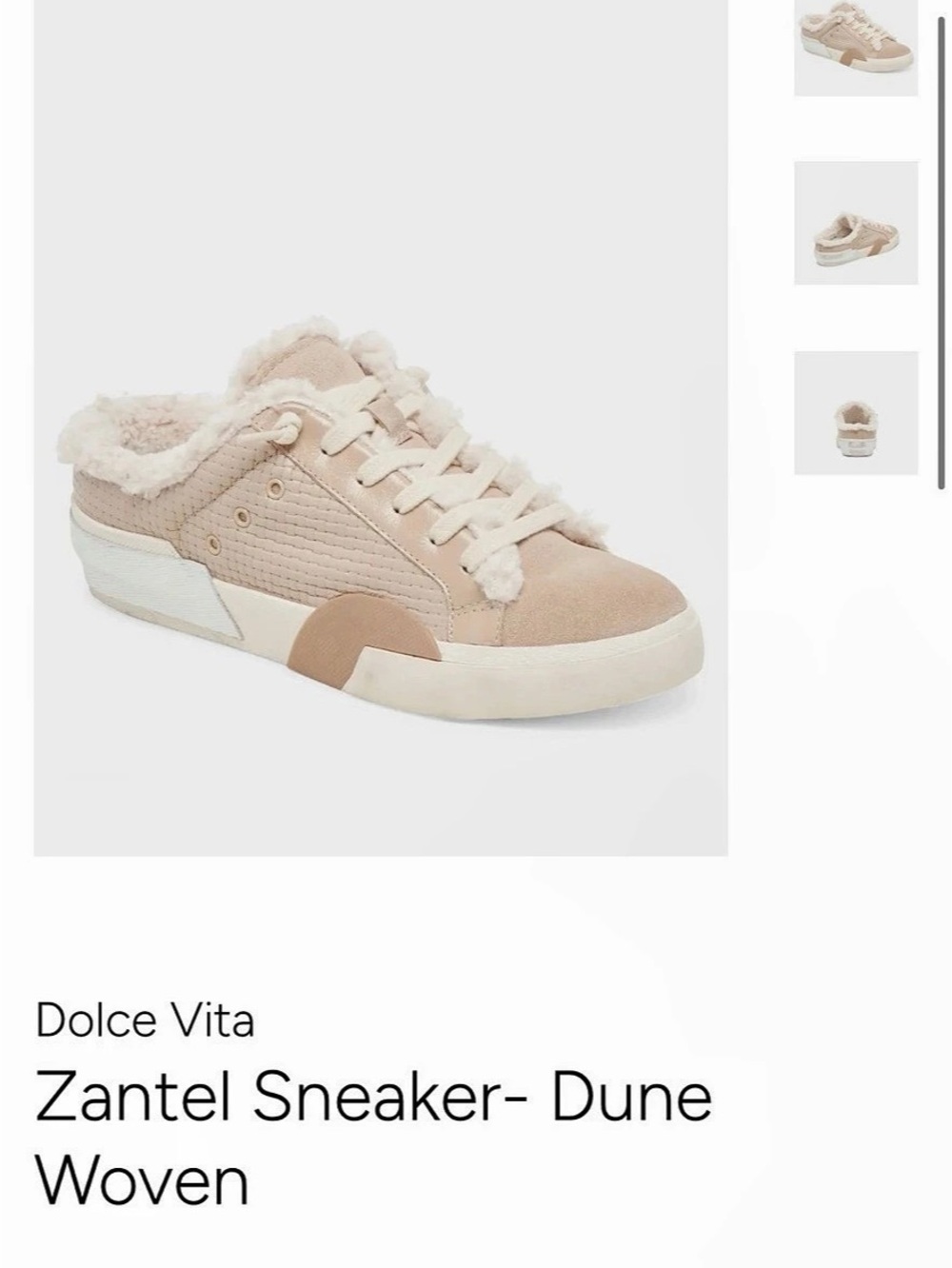 Dolce Vita Zantel Sneaker Woven Fur-Lined Beige & White